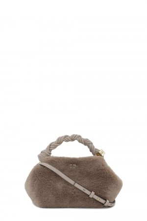 Beige Women's Ganni Fluffy Small Bou Bag | 69LGODBYR