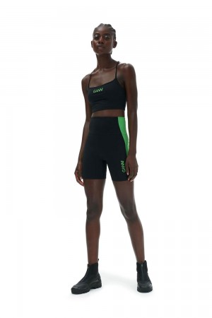 Black Women's Ganni Active Strap Top | 98WIFKMJL