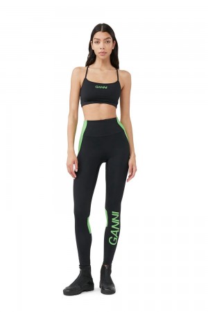 Black Women's Ganni Active Ultra High Waist Leggings Pants | 45JYHSBWX