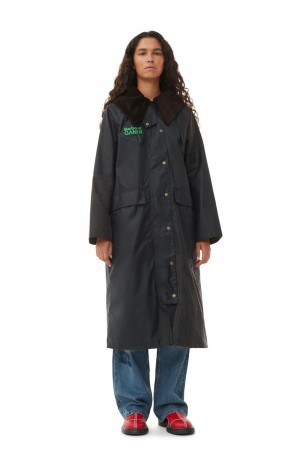 Black Women's Ganni Barbour Burghley WaJacket Jacket | 13OMTEJNW