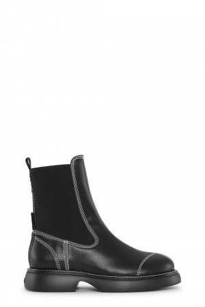 Black Women's Ganni EVA Everyday Mid Chelsea Boots | 75OEKBRQU