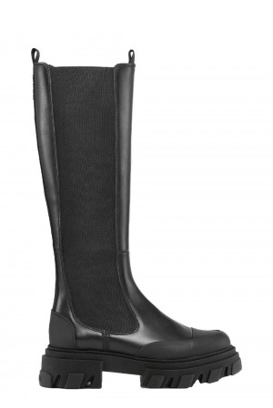 Black Women's Ganni Knee-High Chelsea Boots | 41NFPIXAK