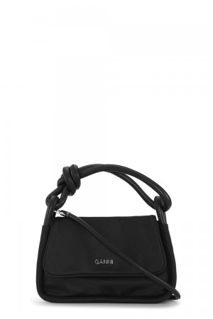 Black Women's Ganni Knot Flap Over Bag | 86CUXFJZQ