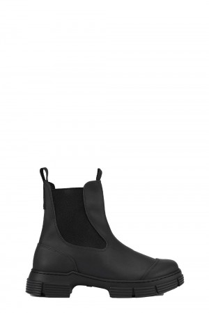 Black Women's Ganni Recycled Rubber City Ankle Boots | 24FSEXGKM