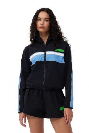 Black Women's Ganni Stretch Shell Tracksuit Jacket | 47NUBGDHQ