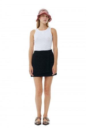 Black Women's Ganni Textured Suiting Mini Skirt | 08YNWUCPI