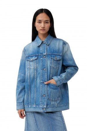 Blue Women's Ganni Tint Oversized Denim Jacket | 59XRYDZUG