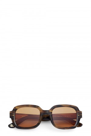 Brown Women's Ganni Ace & Tate Twiggy Sunglasses | 09TQUPFVS