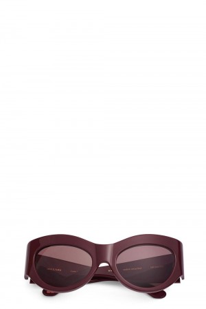 Burgundy Women's Ganni Ace & Tate Trixie Sunglasses | 59GTJYVCU