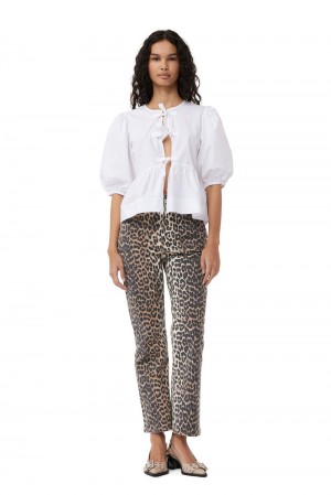 Leopard Women's Ganni Print Betzy Cropped Jeans | 09YVPSUGQ