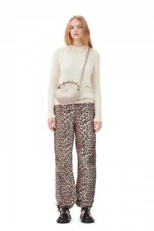 Leopard Women's Ganni Washed Cotton Canvas Drawstring Pants | 36TZIBSMG