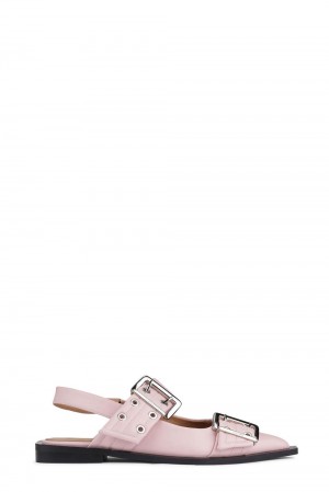 Pink Women's Ganni Feminine Buckle Ballerina | 53PAESUVJ