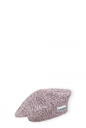 Pink Women's Ganni Wool Beret Hats | 05INFZAMO