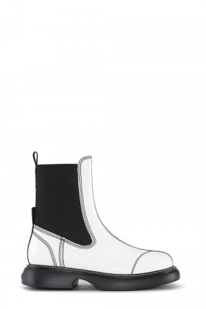 White Women's Ganni Egret Everyday Mid Chelsea Boots | 02QIHAXBV