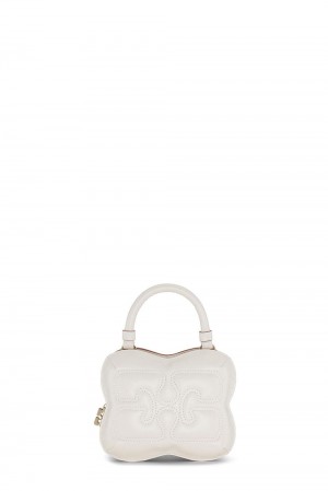 White Women's Ganni Egret Small Butterfly Crossbody Bag | 36EGDMSZY