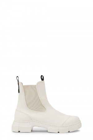 White Women's Ganni Recycled Rubber City Ankle Boots | 05RWJTBUV