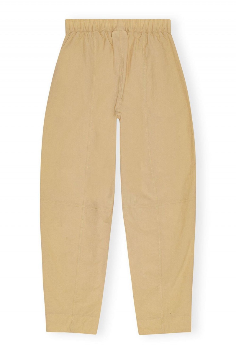 Beige Women's Ganni Elasticated Curve Pants | 46LCSMFNB