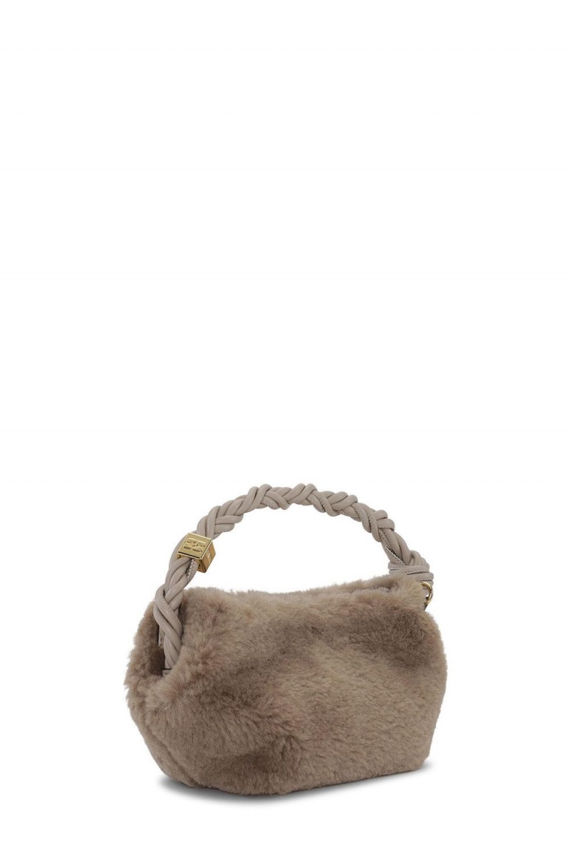 Beige Women's Ganni Fluffy Mini Bou Bag | 06HLVRTOC