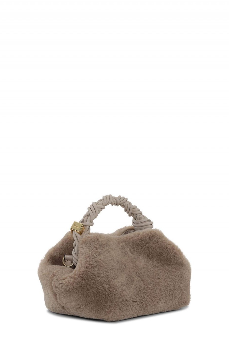 Beige Women's Ganni Fluffy Small Bou Bag | 69LGODBYR