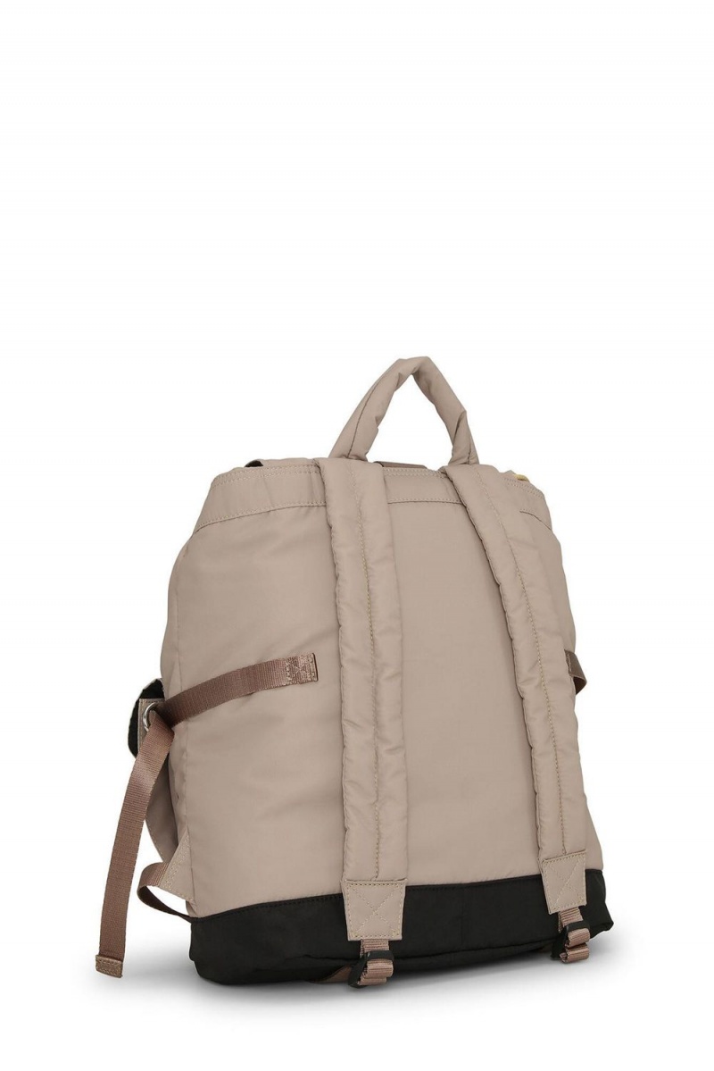 Beige Women's Ganni Tech Backpack Bag | 59BDTVRFC