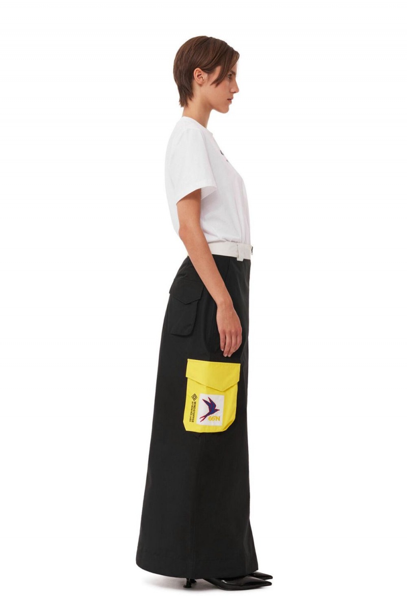 Black Women's Ganni 66°North Kria Long Skirt | 25SQMEZLX