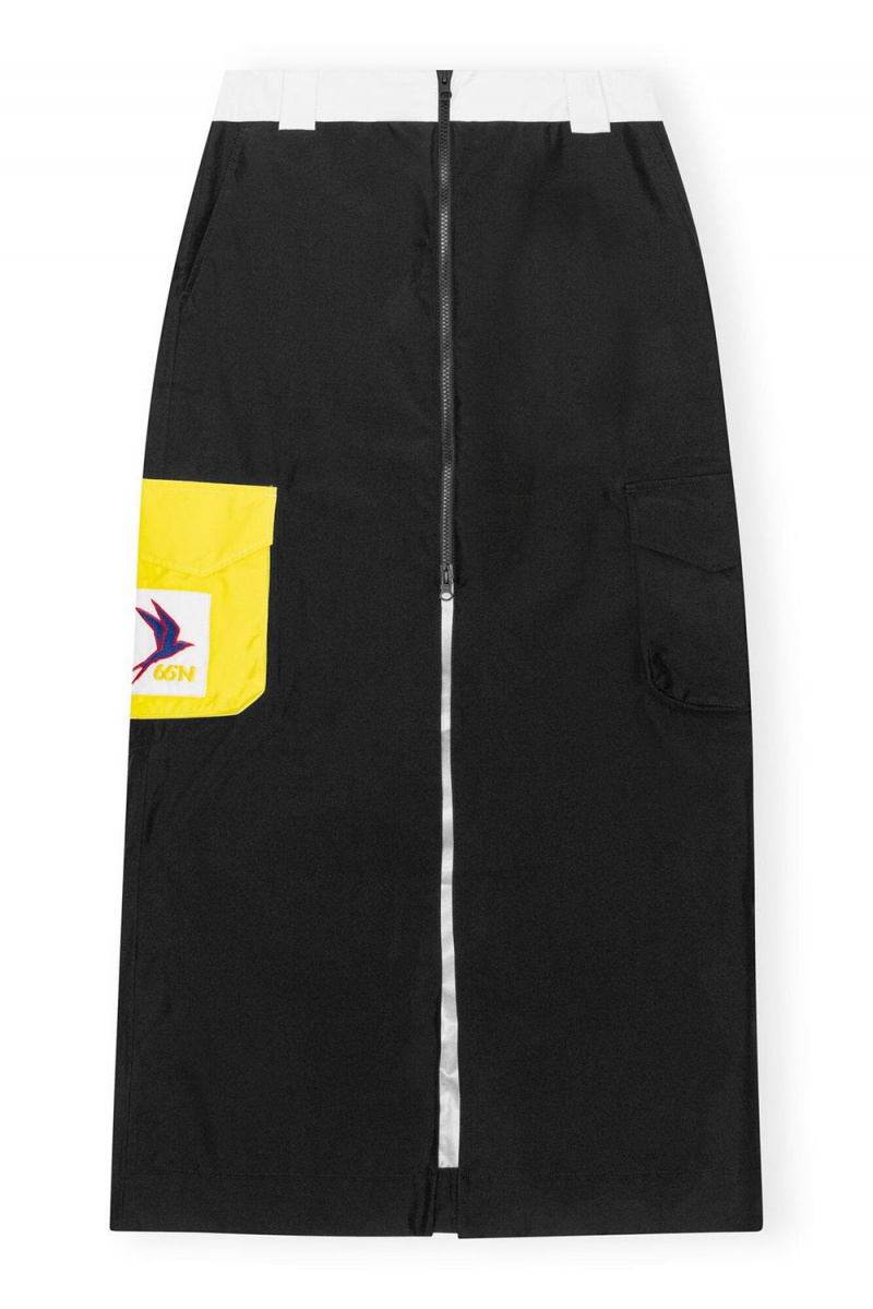 Black Women's Ganni 66°North Kria Long Skirt | 25SQMEZLX