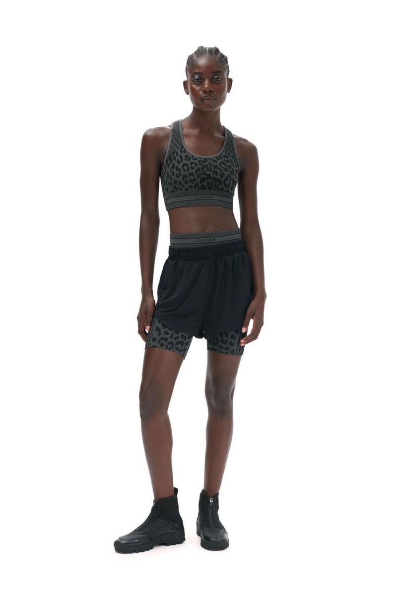 Black Women\'s Ganni Active Mesh Shorts | 14UZLHKWF