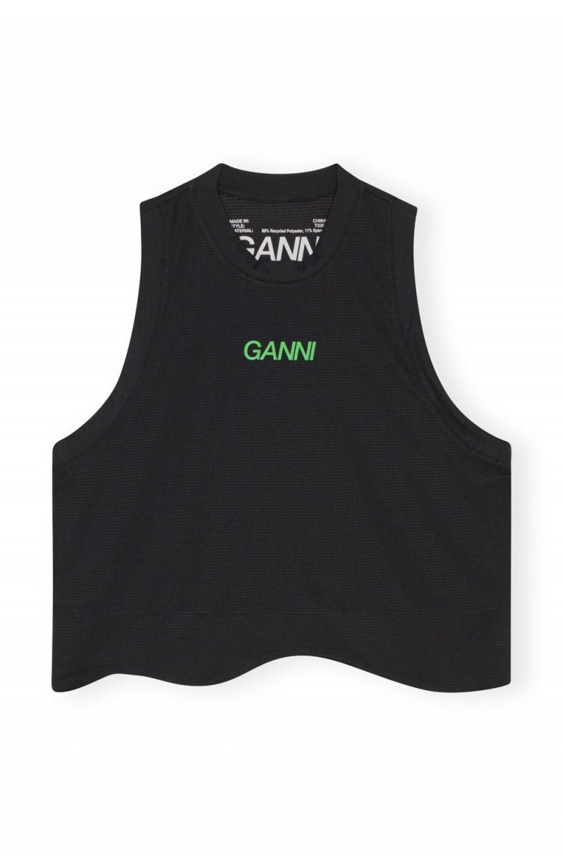 Black Women's Ganni Active Mesh Top | 95GJURXTN