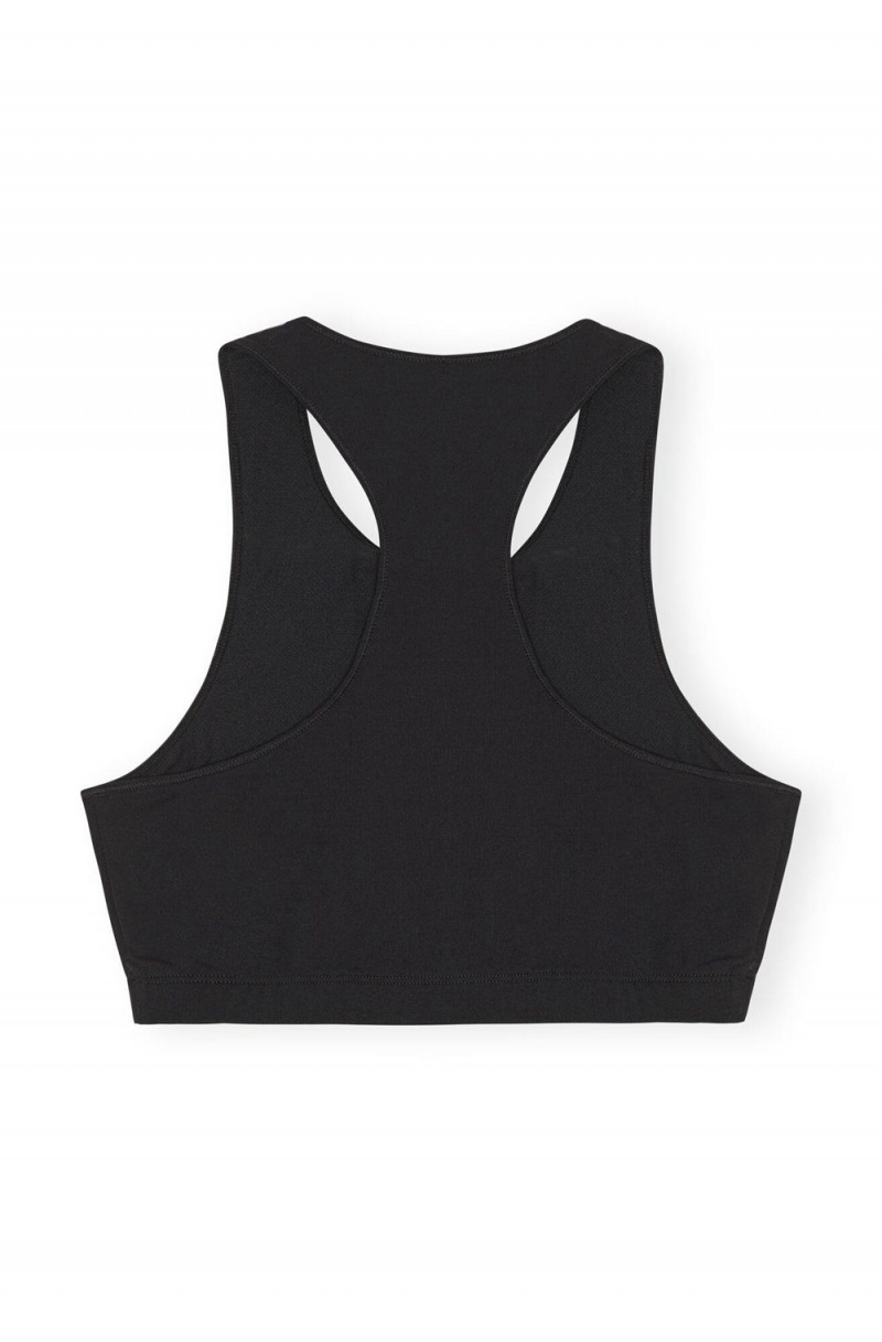 Black Women's Ganni Active Racerback Zipper Top | 24GLXWQRD