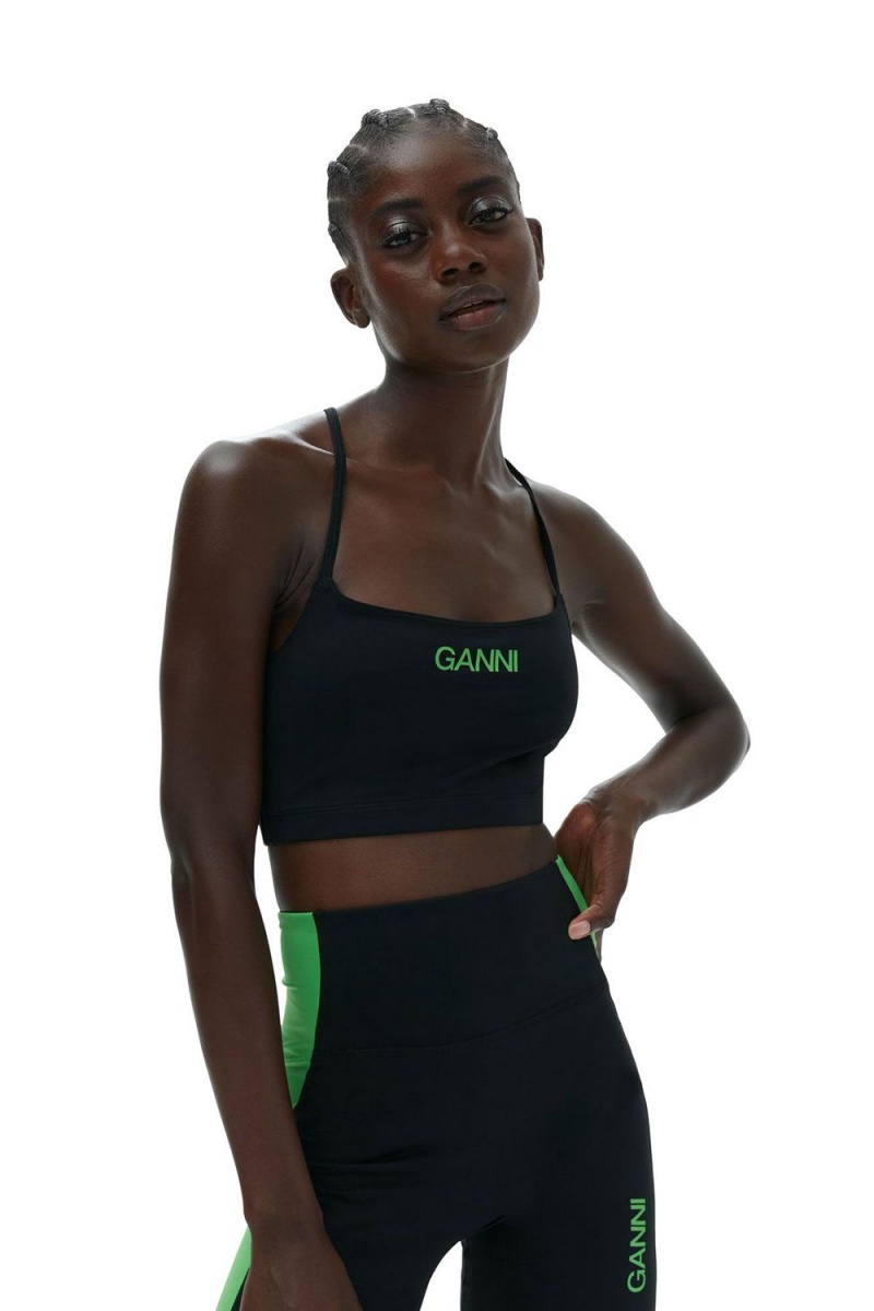 Black Women's Ganni Active Strap Top | 98WIFKMJL