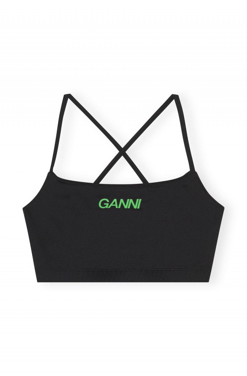 Black Women's Ganni Active Strap Top | 98WIFKMJL