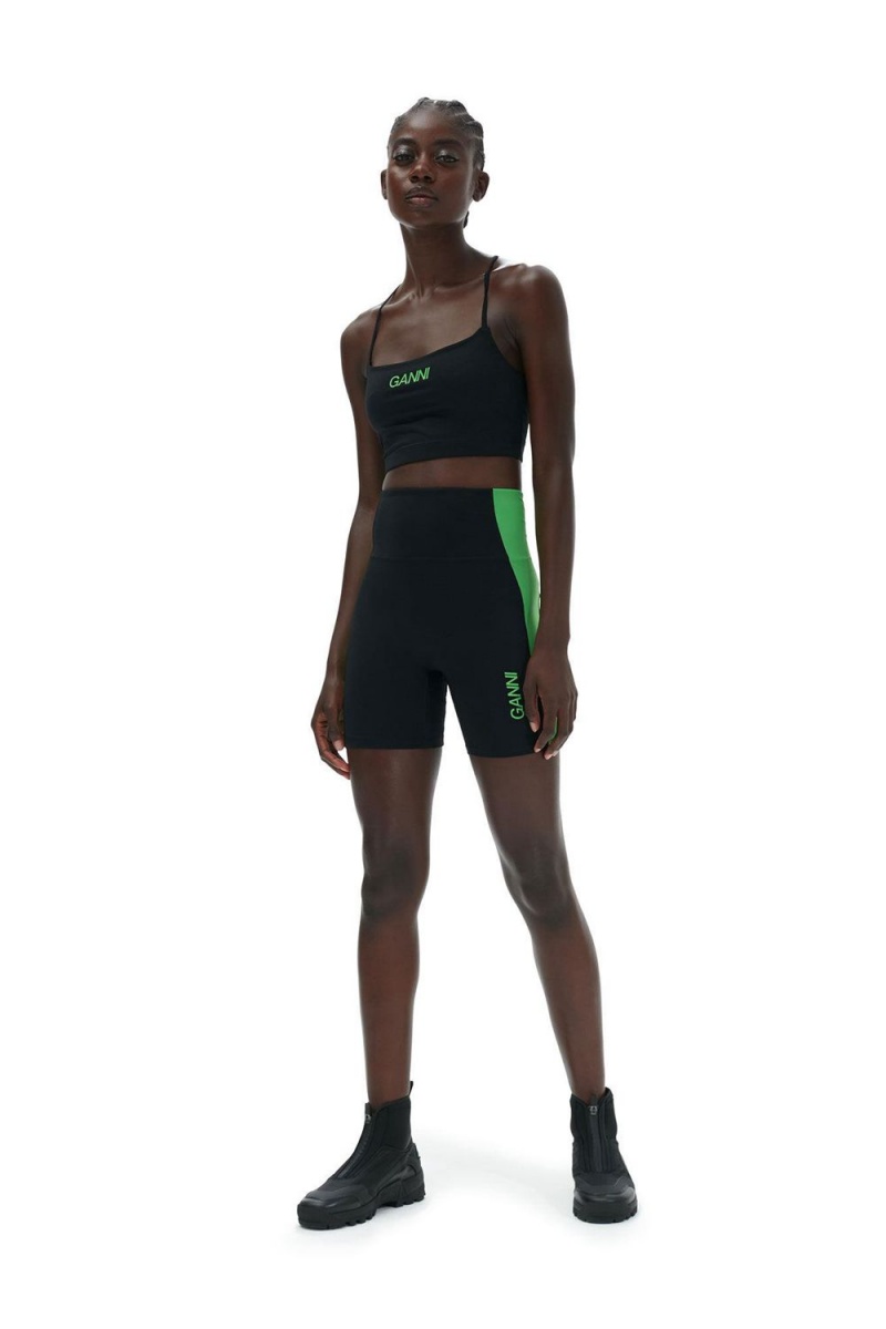 Black Women\'s Ganni Active Strap Top | 98WIFKMJL