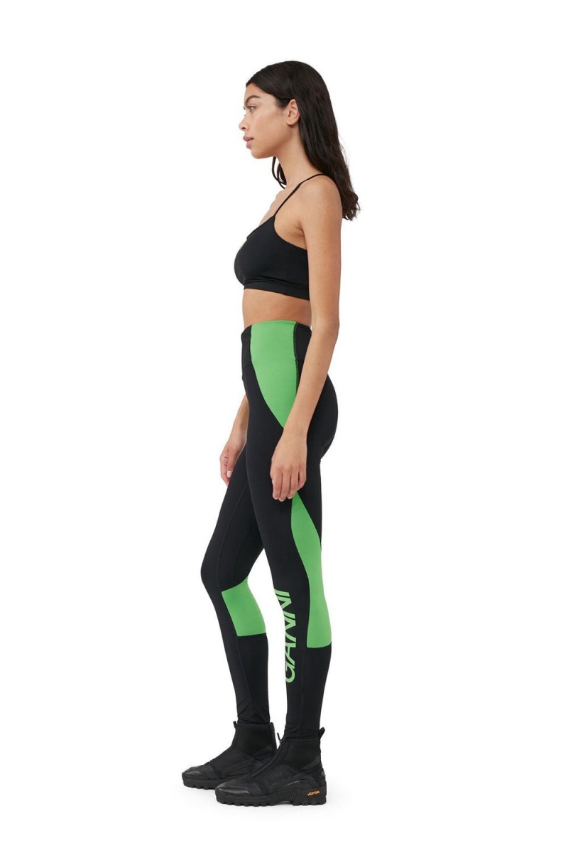 Black Women's Ganni Active Ultra High Waist Leggings Pants | 45JYHSBWX