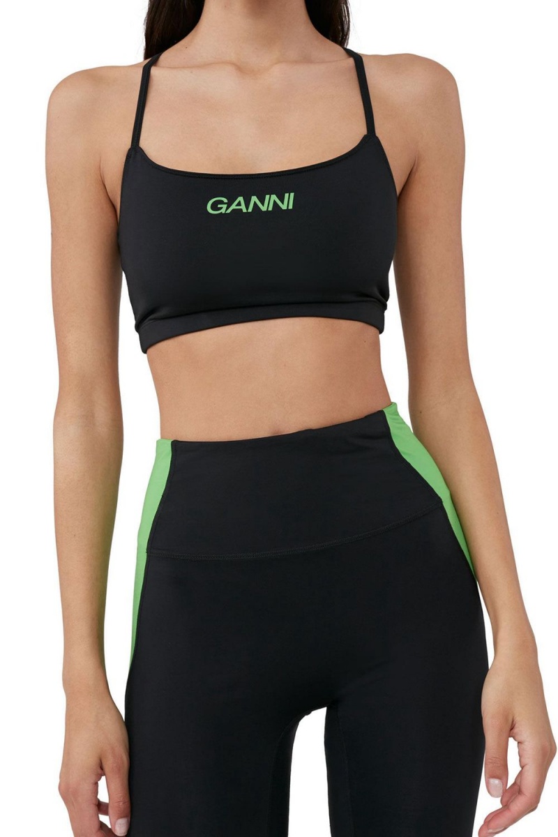 Black Women's Ganni Active Ultra High Waist Leggings Pants | 45JYHSBWX