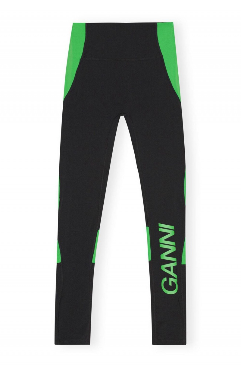 Black Women's Ganni Active Ultra High Waist Leggings Pants | 45JYHSBWX