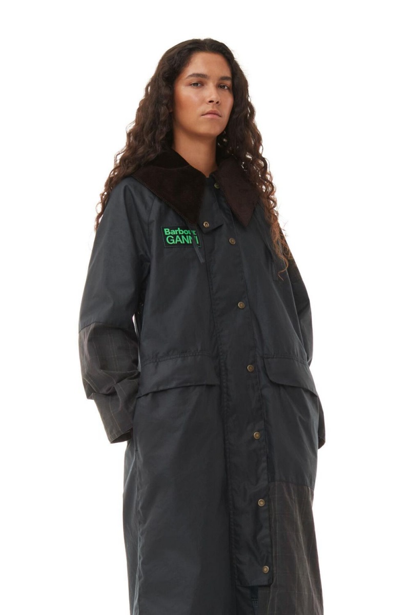 Black Women's Ganni Barbour Burghley WaJacket Jacket | 13OMTEJNW