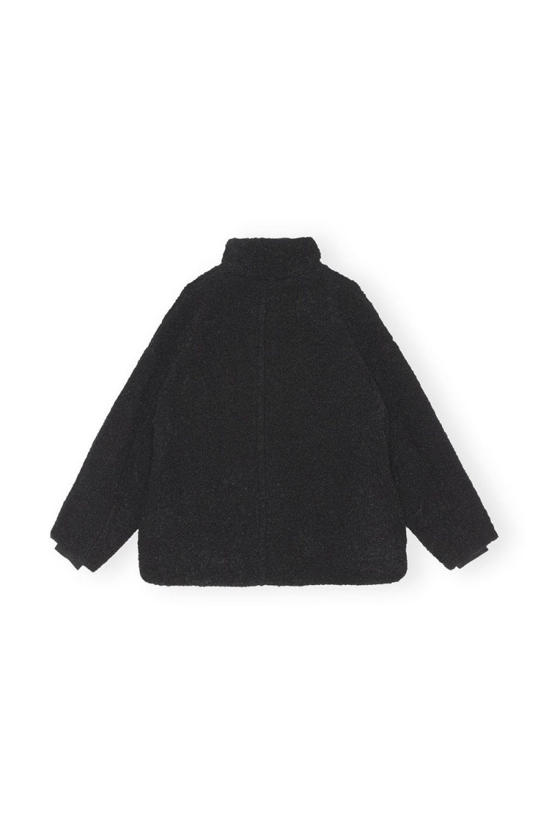 Black Women's Ganni Boucle Wool Shoulder Jacket | 61VDBIEZS