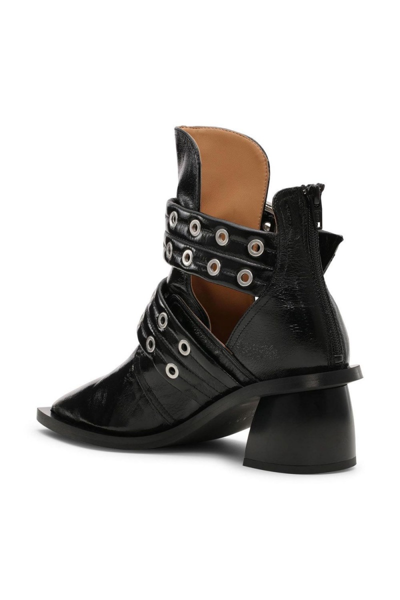 Black Women's Ganni Chunky Buckle Open Cut Boots | 14DQNZVGI