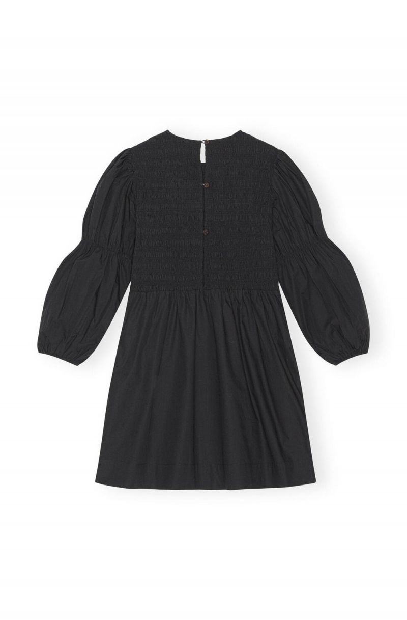 Black Women's Ganni Cotton Poplin Smock Mini Dress | 60NAXVPTJ