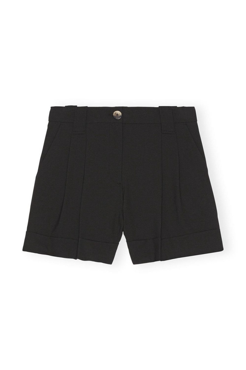 Black Women's Ganni Drapey Melange Shorts | 83DBEKMOR