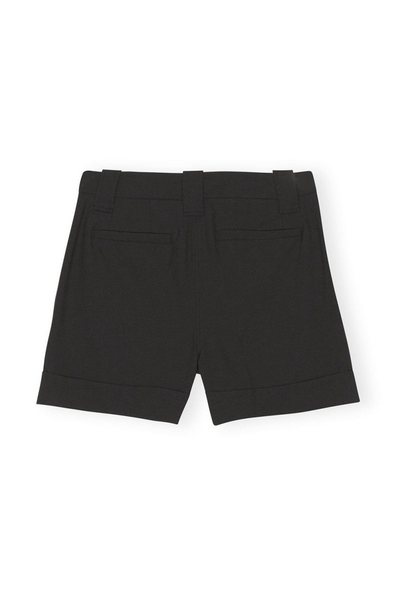 Black Women's Ganni Drapey Melange Shorts | 83DBEKMOR