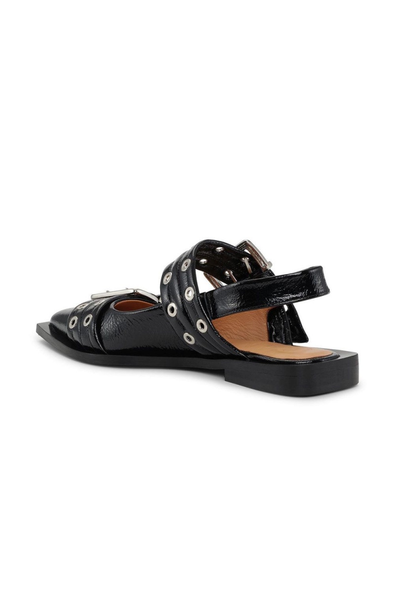 Black Women's Ganni Feminine Buckle Ballerina | 82OCBEWQR