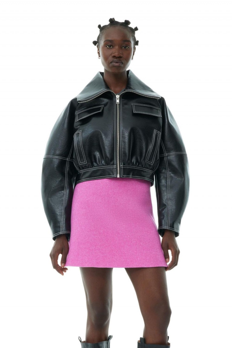 Black Women\'s Ganni Future Oleatex Curved Sleeve Jacket | 45JNYKIWD