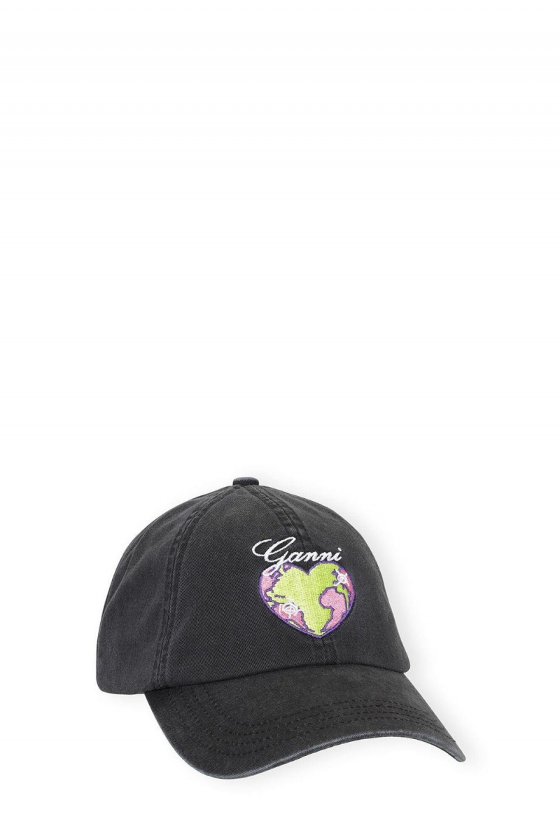 Black Women\'s Ganni Graphic Hats | 64JHTFOEQ