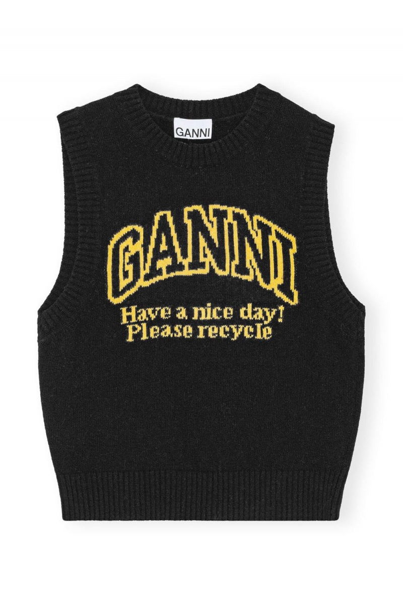 Black Women's Ganni Graphic O-neck Vest | 57UCASEDQ