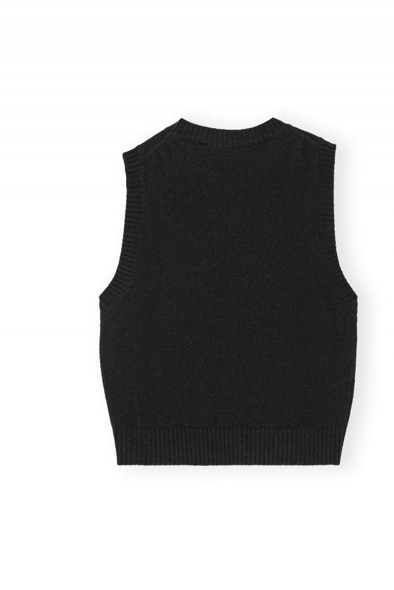 Black Women's Ganni Graphic O-neck Vest | 57UCASEDQ