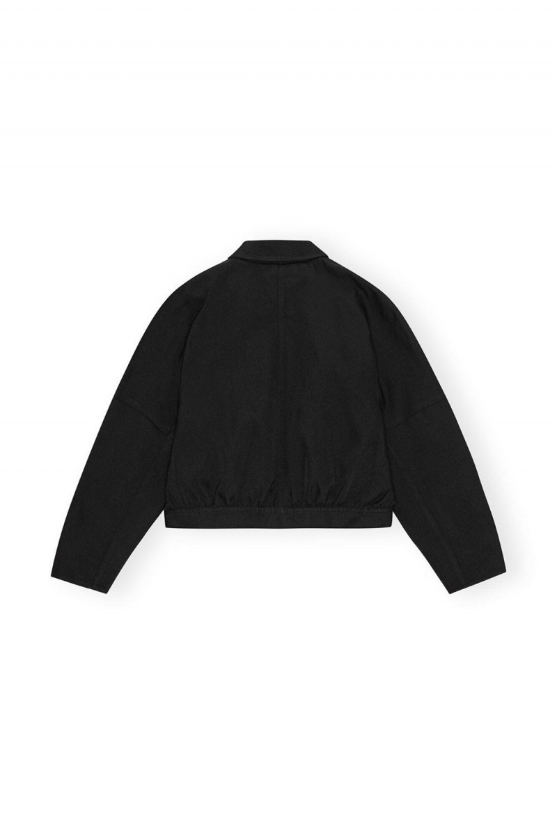 Black Women's Ganni Heavy Twill Short Jacket | 64ATLKZSH