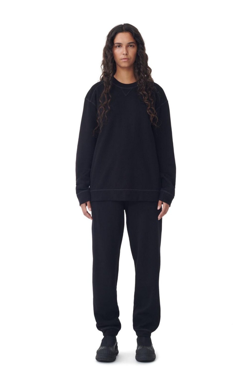 Black Women's Ganni Isoli Drop Shoulder Sweater | 09ECJALNP