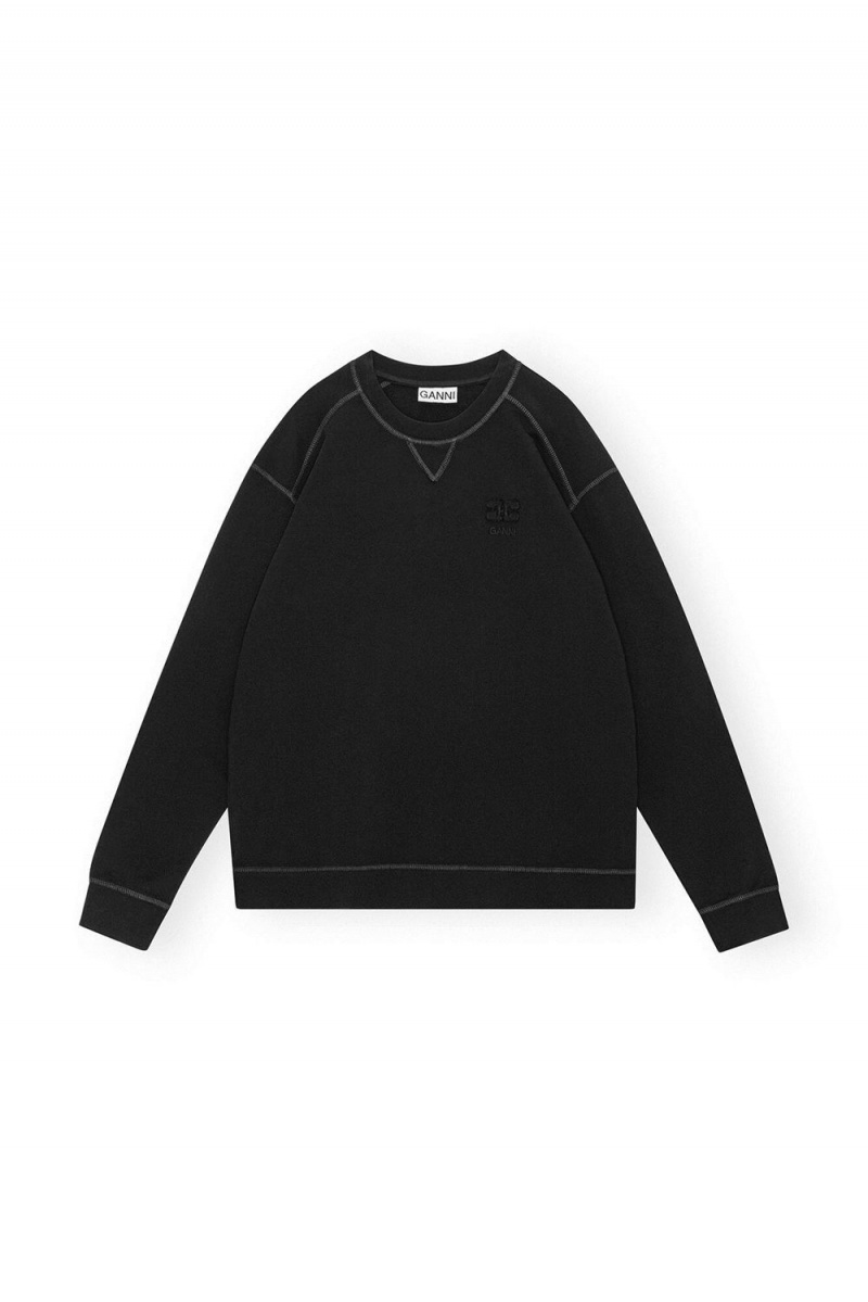 Black Women's Ganni Isoli Drop Shoulder Sweater | 09ECJALNP