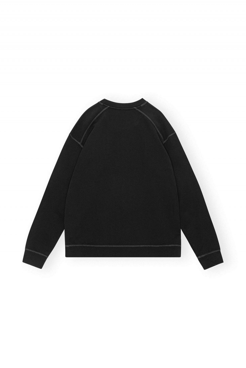 Black Women's Ganni Isoli Drop Shoulder Sweater | 09ECJALNP